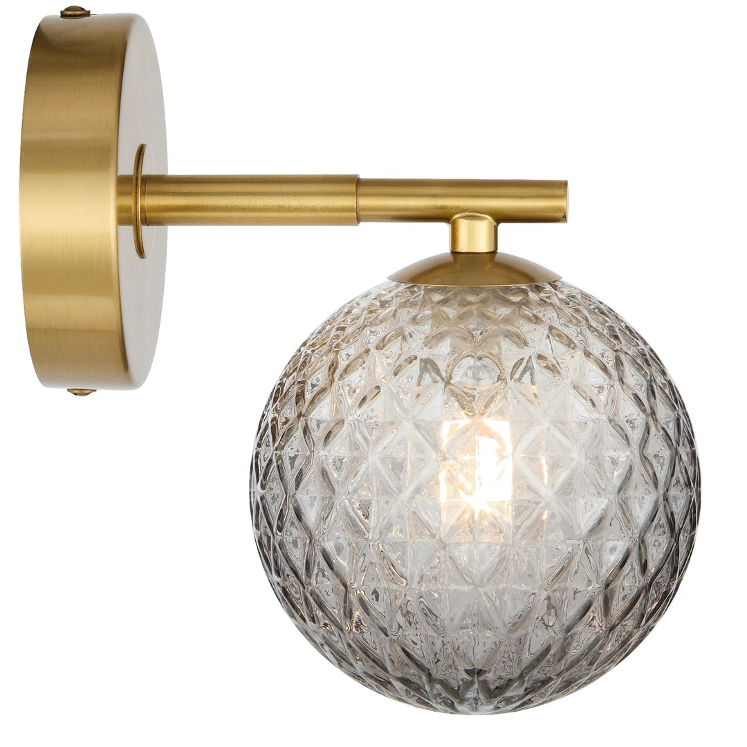 Telbix Felton Antique Gold 1 Light Wall Light | Smoke Tear