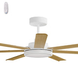 Calibo Alula 60" (1524mm) 7 Blade Indoor/Outdoor DC Ceiling Fan with 24W Light & Remote | White & Teak