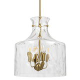 Telbix Perron 4 Light Modern Glass Pendant with Dimpled Decanter-Inspired Shade | Antique Gold