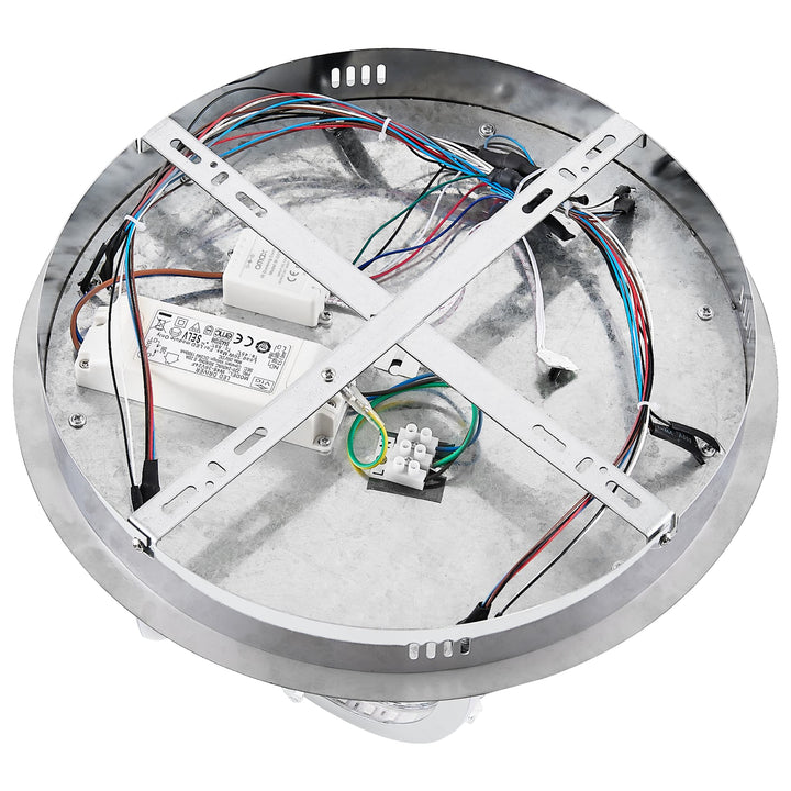 Telbix Luxia Round Flush Mount LED Ceiling Light with Cascading Crystals and RGB Colour Effects | Small