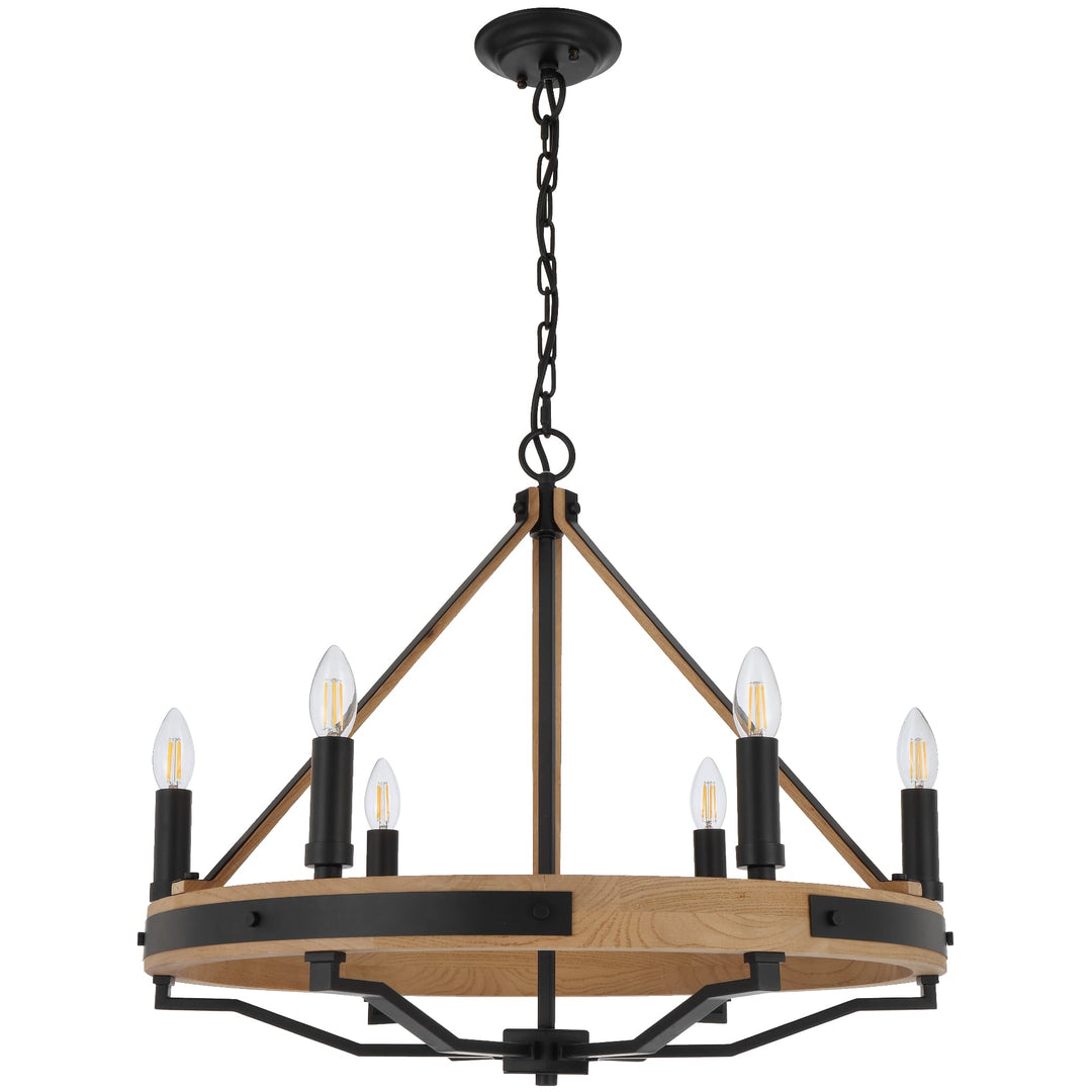 Telbix Darien 6 Light Pendant | Ash Wood
