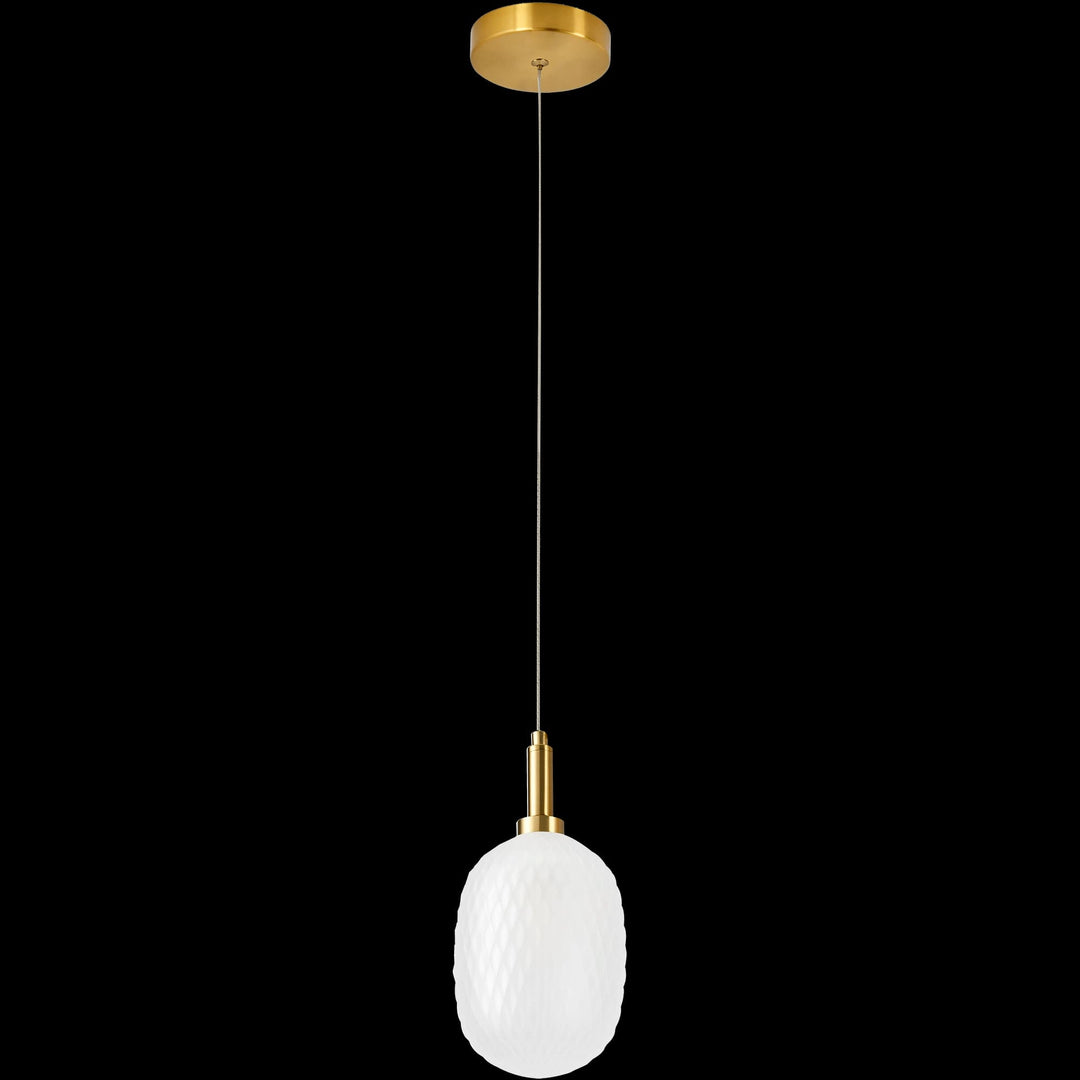 Calibo Lark Diamond Pattern 124mm Glass Pendant | Opal
