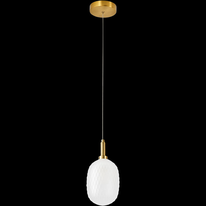 Calibo Lark Diamond Pattern 124mm Glass Pendant | Opal