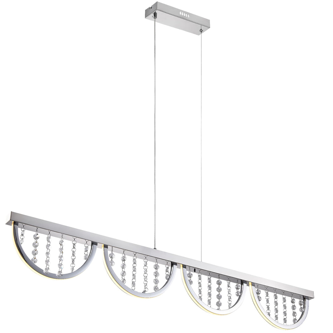 Telbix Luxia LED Linear Pendant with Cascading Crystals and RGB Colour Effects | Large