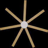 Calibo Alula 80" (2032mm) 7 Blade Indoor/Outdoor DC Ceiling Fan with 24W Light & Remote | White & Bamboo