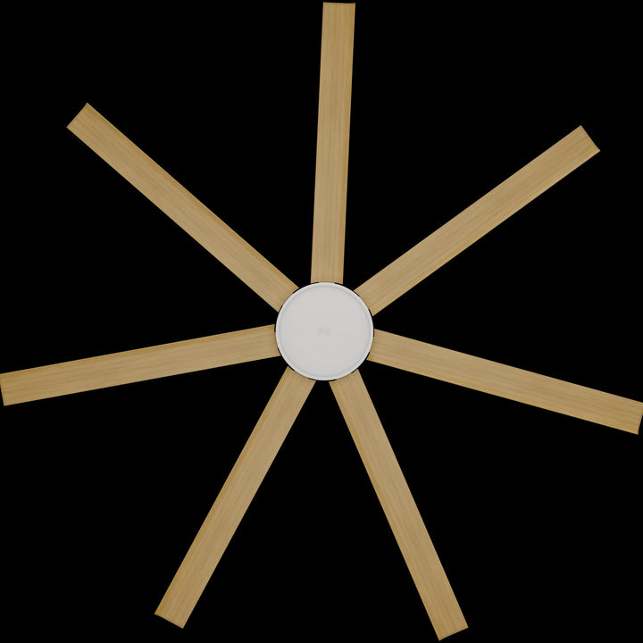 Calibo Alula 80" (2032mm) 7 Blade Indoor/Outdoor DC Ceiling Fan with 24W Light & Remote | White & Bamboo