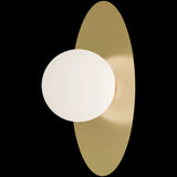 Calibo Crest Opal Glass 120mm Orb Wall Light Oval Plate 300mm | Brass