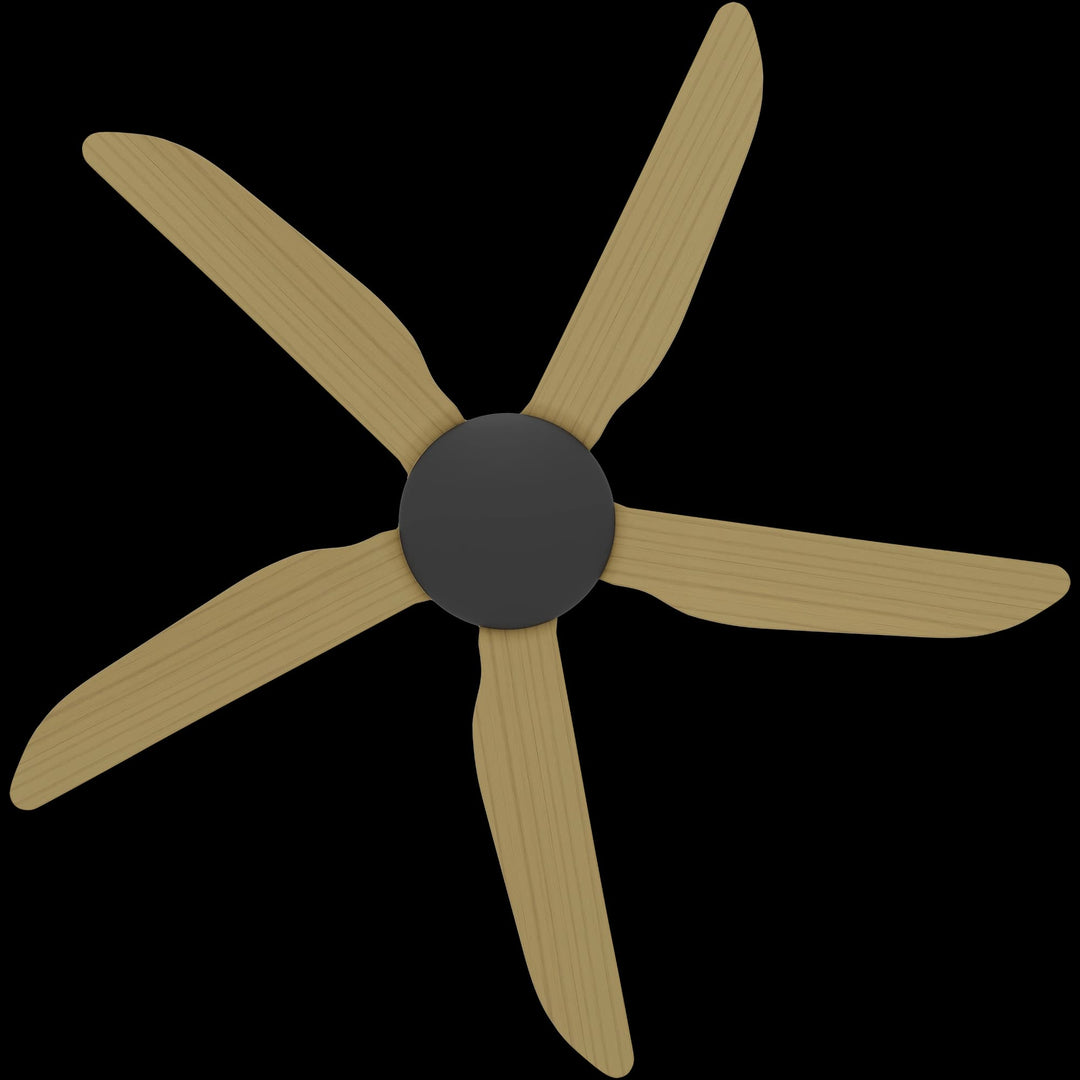 Calibo Storm 52" (1320mm) 5 Blade Indoor/Outdoor DC Ceiling Fan and Remote | Black & Bamboo
