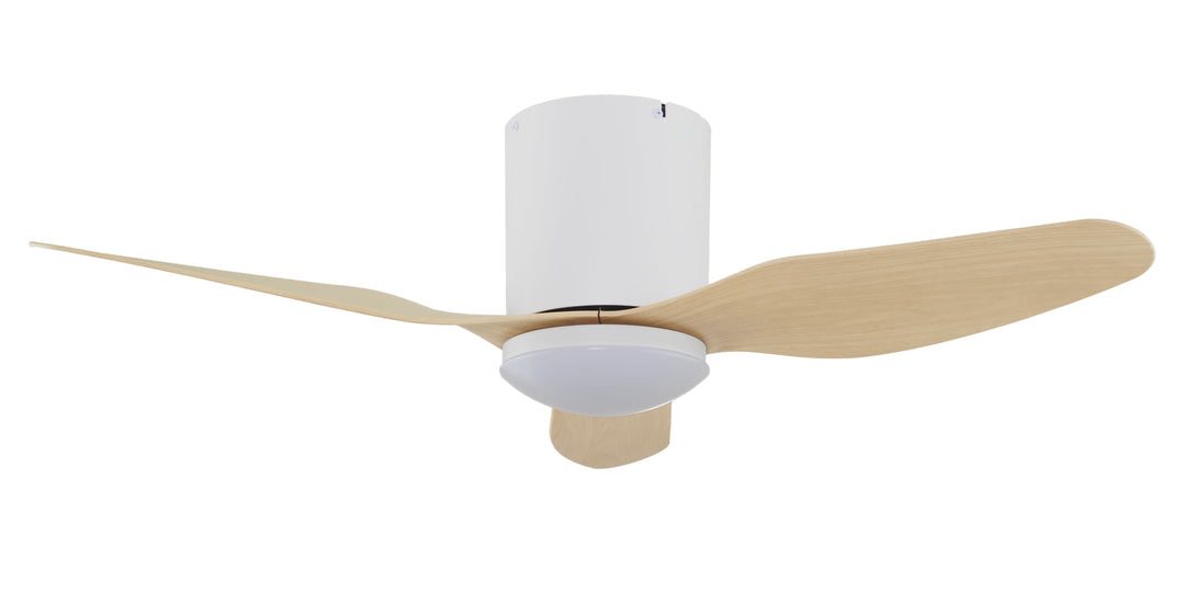 Fanco Smart Studio 42" (1066mm) Low Profile ABS Blade DC Ceiling Fan With 18W Dimmable CCT LED Light & Remote | White & Beechwood