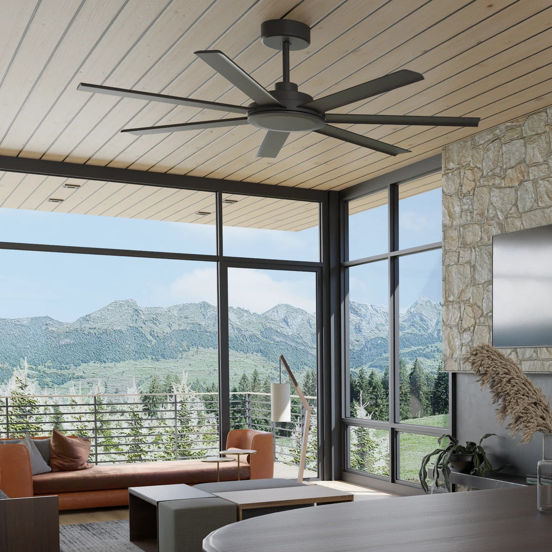 Calibo Alula 60" (1524mm) 7 Blade Indoor/Outdoor DC Ceiling Fan & Remote | Black