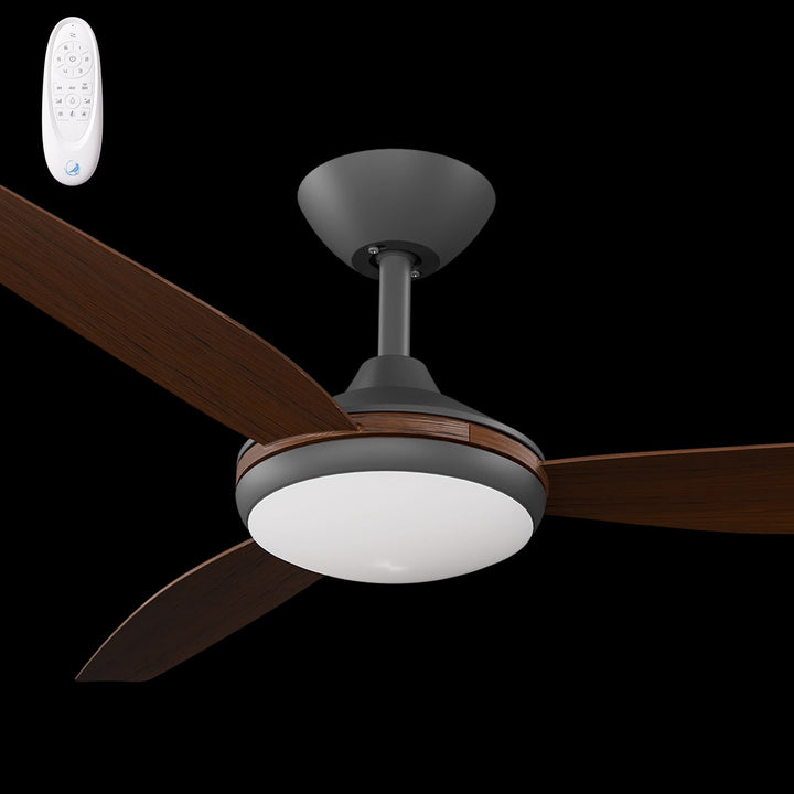 Calibo Condor 52" DC Smart Ceiling Fan with LED Light and Remote Control | Black and Koa