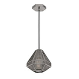 Gunmetal 1 Light Magnus Metal Geometric Caged Pendant | Small