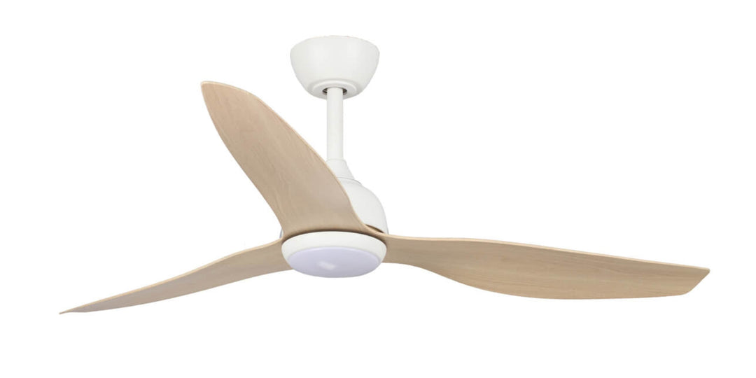 Fanco Eco Style DC 52" Ceiling Fan With Remote and CCT LED Light | White & Beechwood