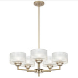 Telbix Moreno II 5 Light Modern Drum Pendant with Ribbed Glass Shade | Antique Silver