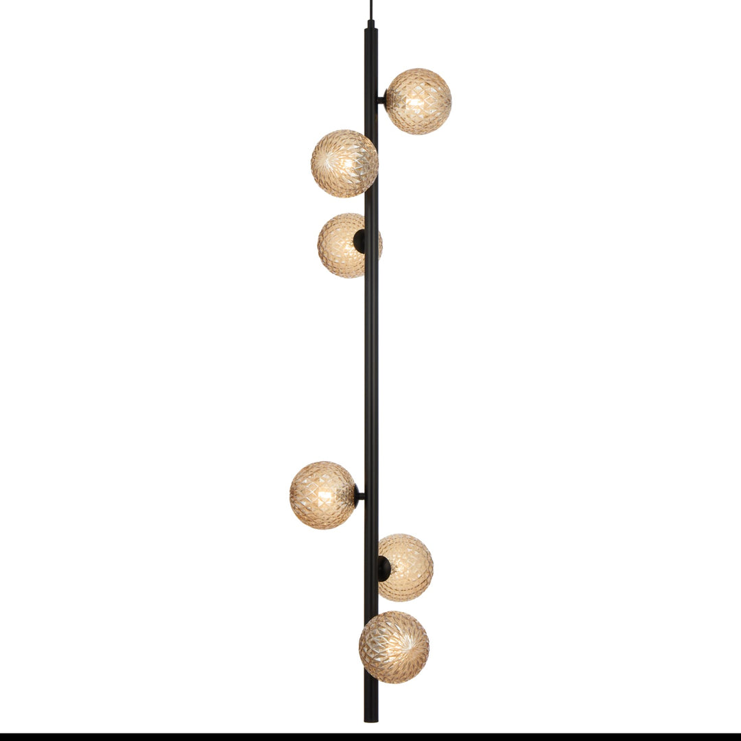 Telbix Black Elson 6 Light Pendant Light | Amber Tear