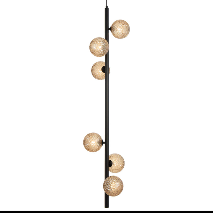 Telbix Black Elson 6 Light Pendant Light | Amber Tear