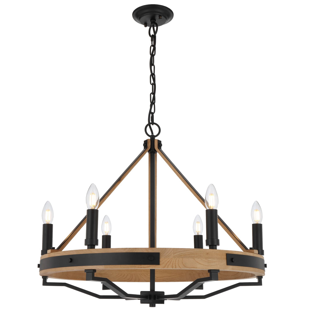 Telbix Darien 6 Light Pendant | Ash Wood