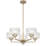 Telbix Moreno II 5 Light Modern Drum Pendant with Ribbed Glass Shade | Antique Silver