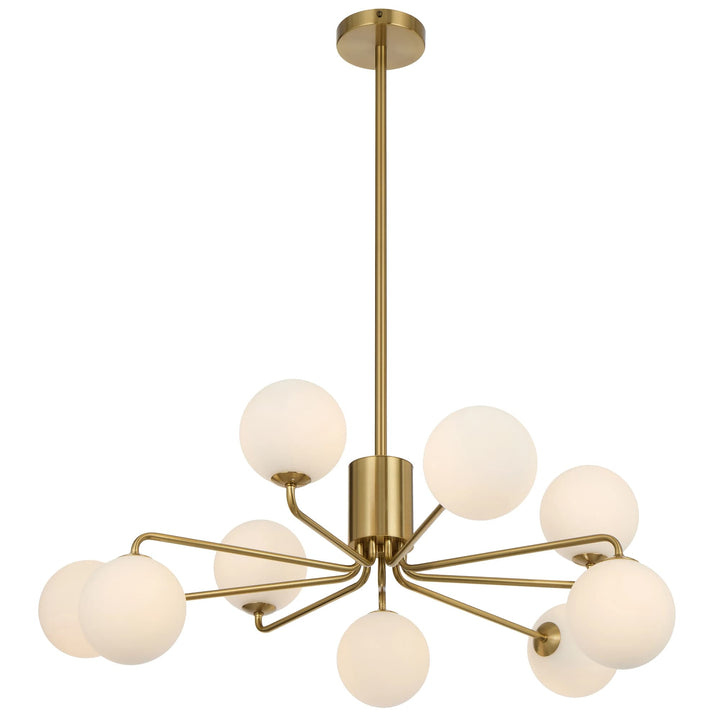 Telbix Antique Gold Felton 9 Light Pendant | Opal Matt