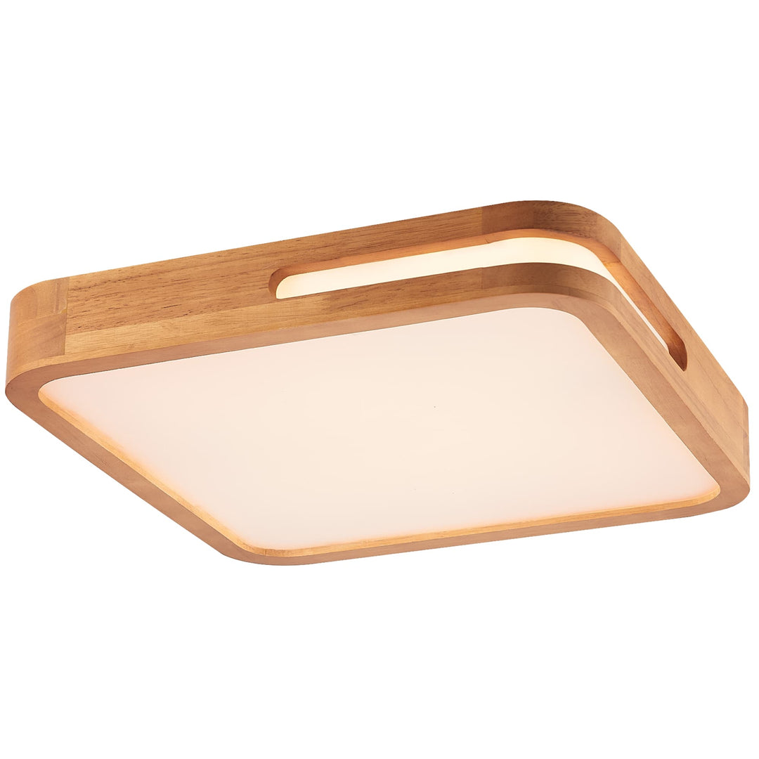 Telbix Lyric Tricolour LED Square Oyster Light with Wood Accent | Large