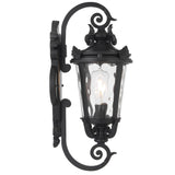 Telbix Pedral Large Classic Lantern-Style Outdoor Wall Light with Textured Glass | Black