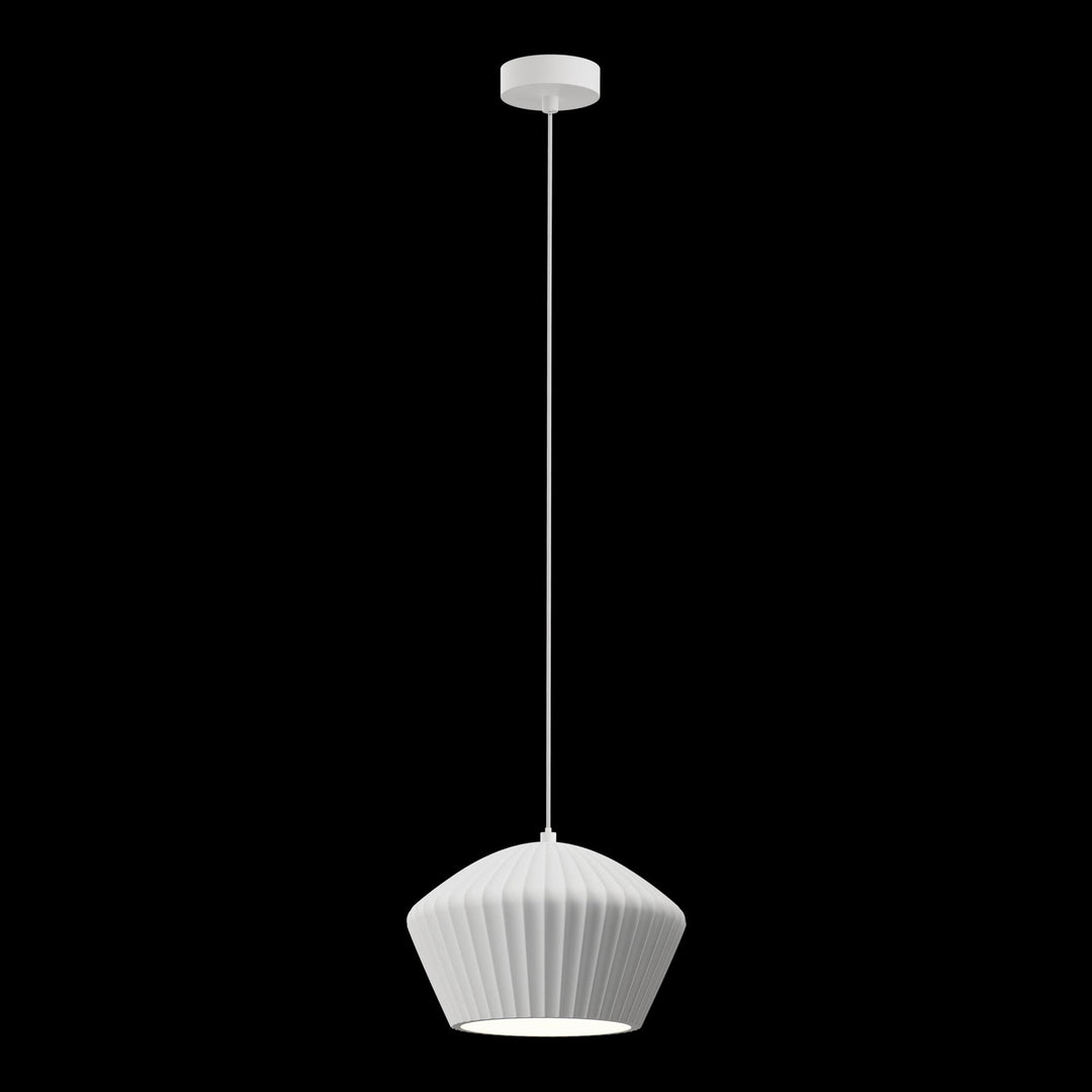 Calibo Munia Sculptural Fluted Dome Pendant with Paintable Gypsum Surface | White