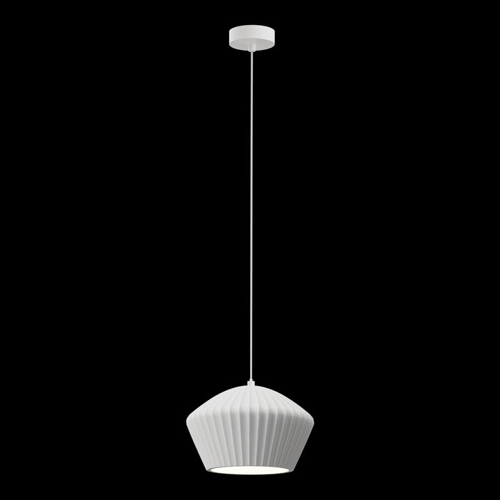 Calibo Munia Sculptural Fluted Dome Pendant with Paintable Gypsum Surface | White