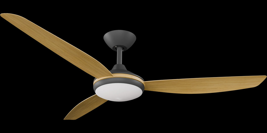 Calibo Condor 56" DC Smart Ceiling Fan with LED Light and Remote Control | Black and Bamboo