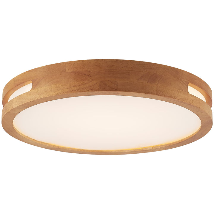 Telbix Thalia Tricolour LED Round Oyster Light with Wood Accent | Medium