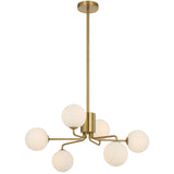 Telbix Antique Gold Felton 6 Light Pendant | Opal Matt