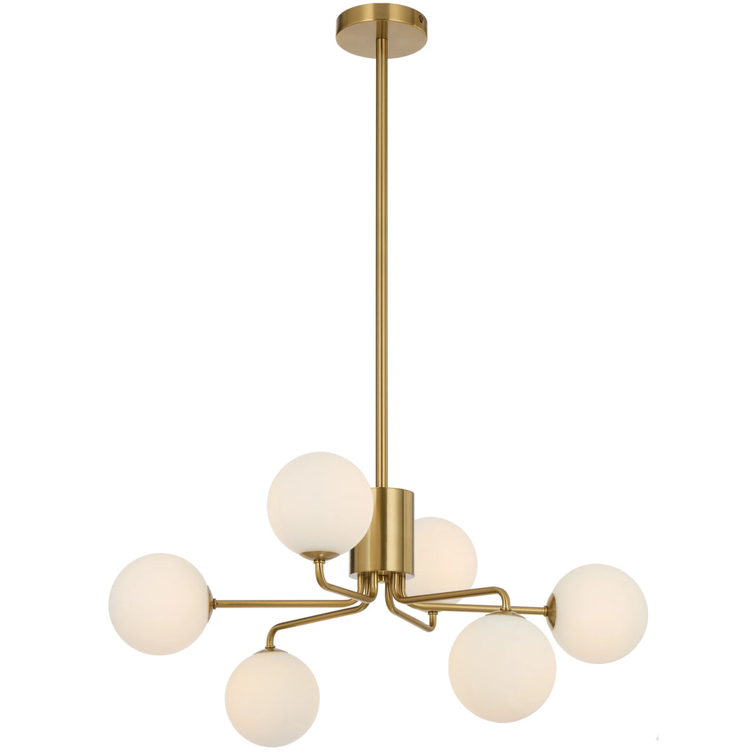 Telbix Antique Gold Felton 6 Light Pendant | Opal Matt