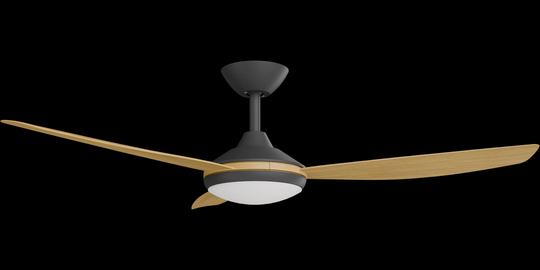 Calibo Condor 52" DC Smart Ceiling Fan with LED Light and Remote Control | Black and Bamboo