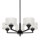Telbix Moreno II 5 Light Modern Drum Pendant with Ribbed Glass Shade | Black