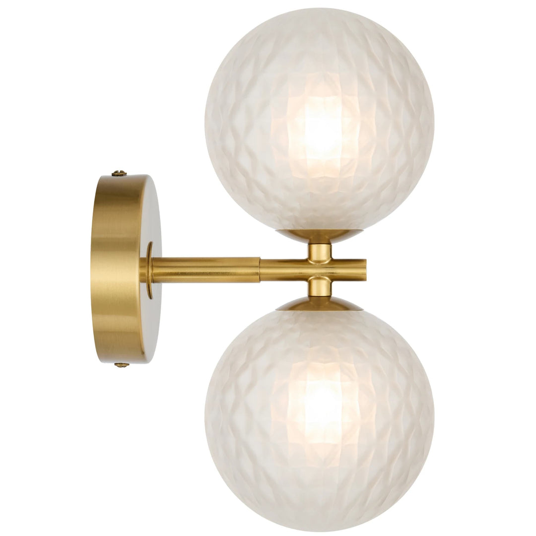 Telbix Antique Gold Felton 2 Light Wall Light | Frost Tear