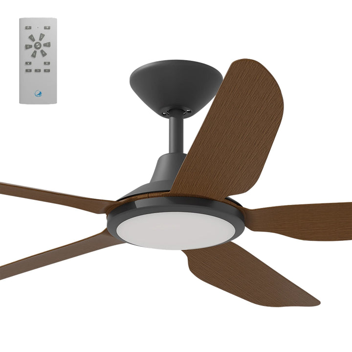 Calibo Storm 48" (1220mm) 5 Blade 18W Tricolour LED Light Indoor/Outdoor DC Ceiling Fan & Remote | Black & Koa