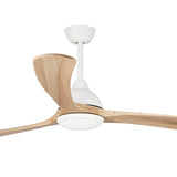 Fanco Sanctuary DC 86" Solid Timber Blade Indoor/Outdoor Ceiling Fan with 24w LED CCT Light and Remote | White & Natural