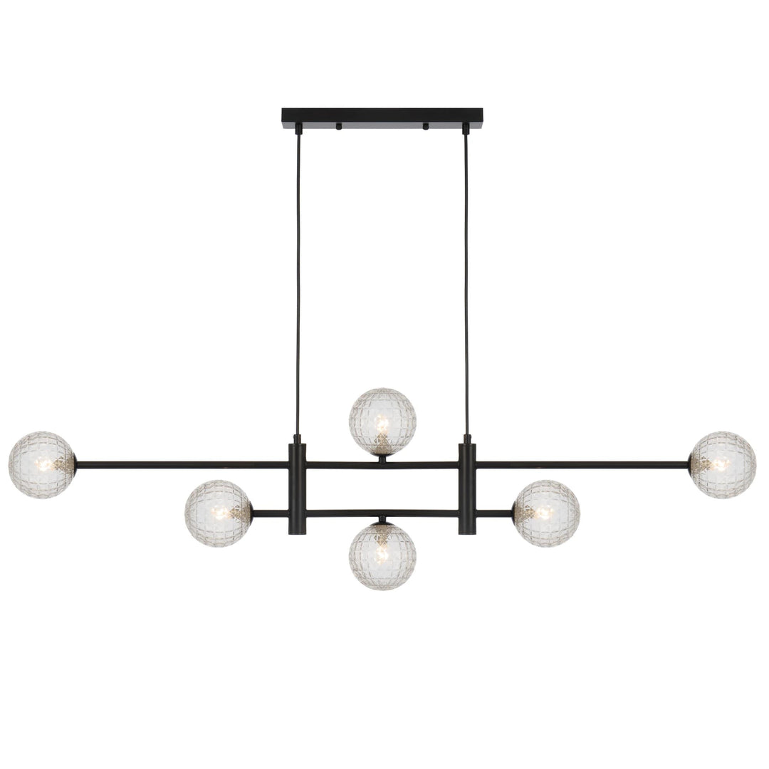 Telbix Black Tyson 6 Light Pendant | Clear Prism
