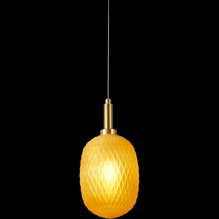 Calibo Lark Diamond Pattern 150mm Glass Pendant | Amber