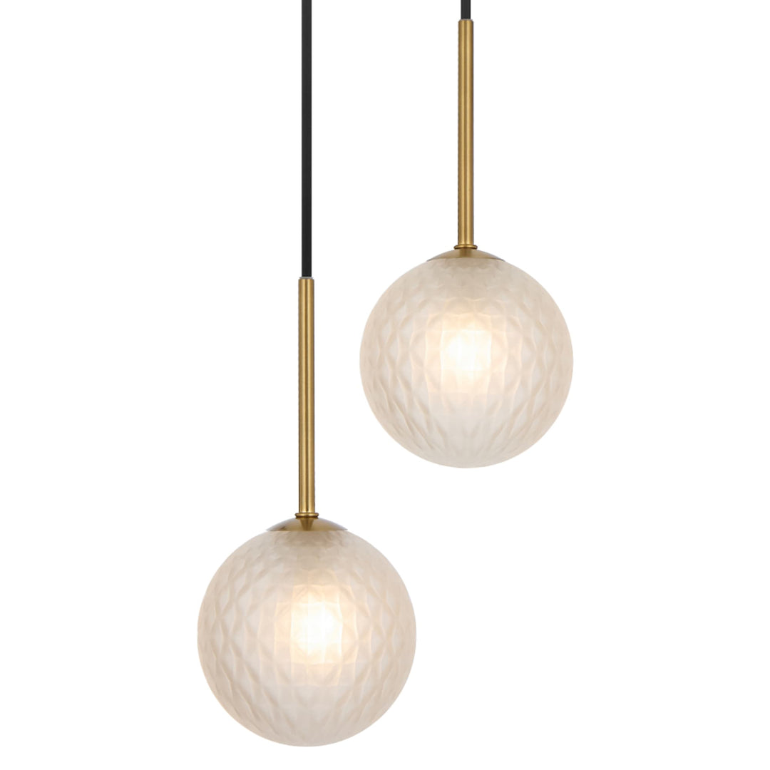 Telbix Gaston Antique Gold 2 Light Pendant Light | Frost Tear