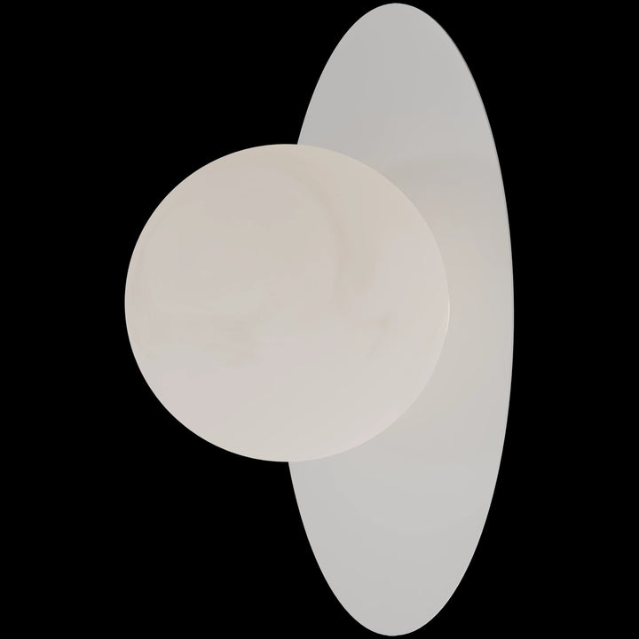 Calibo Crest Alabaster Glass 140mm Orb Wall Light Oval Plate 300mm | White