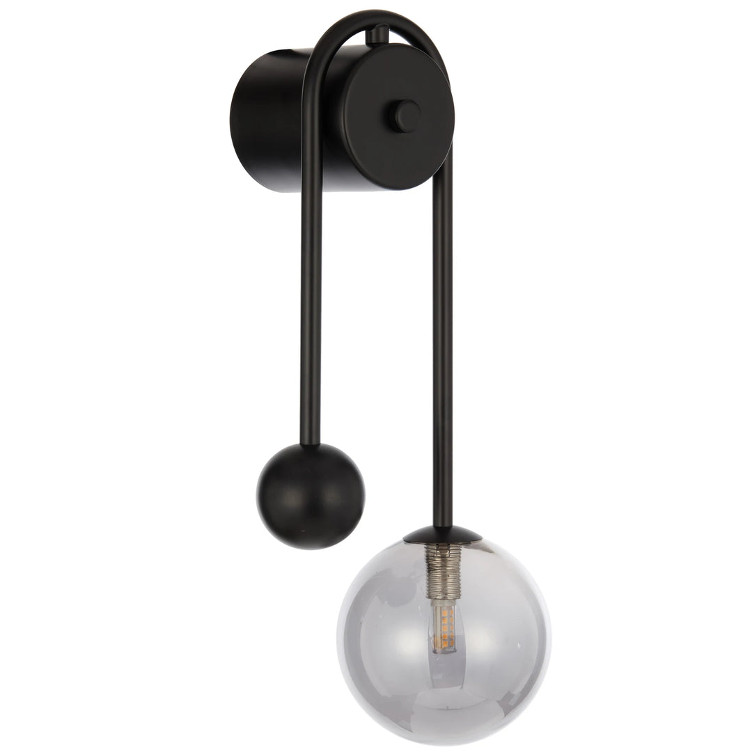 Telbix Felton Arm Wall Light | Black and Smoke