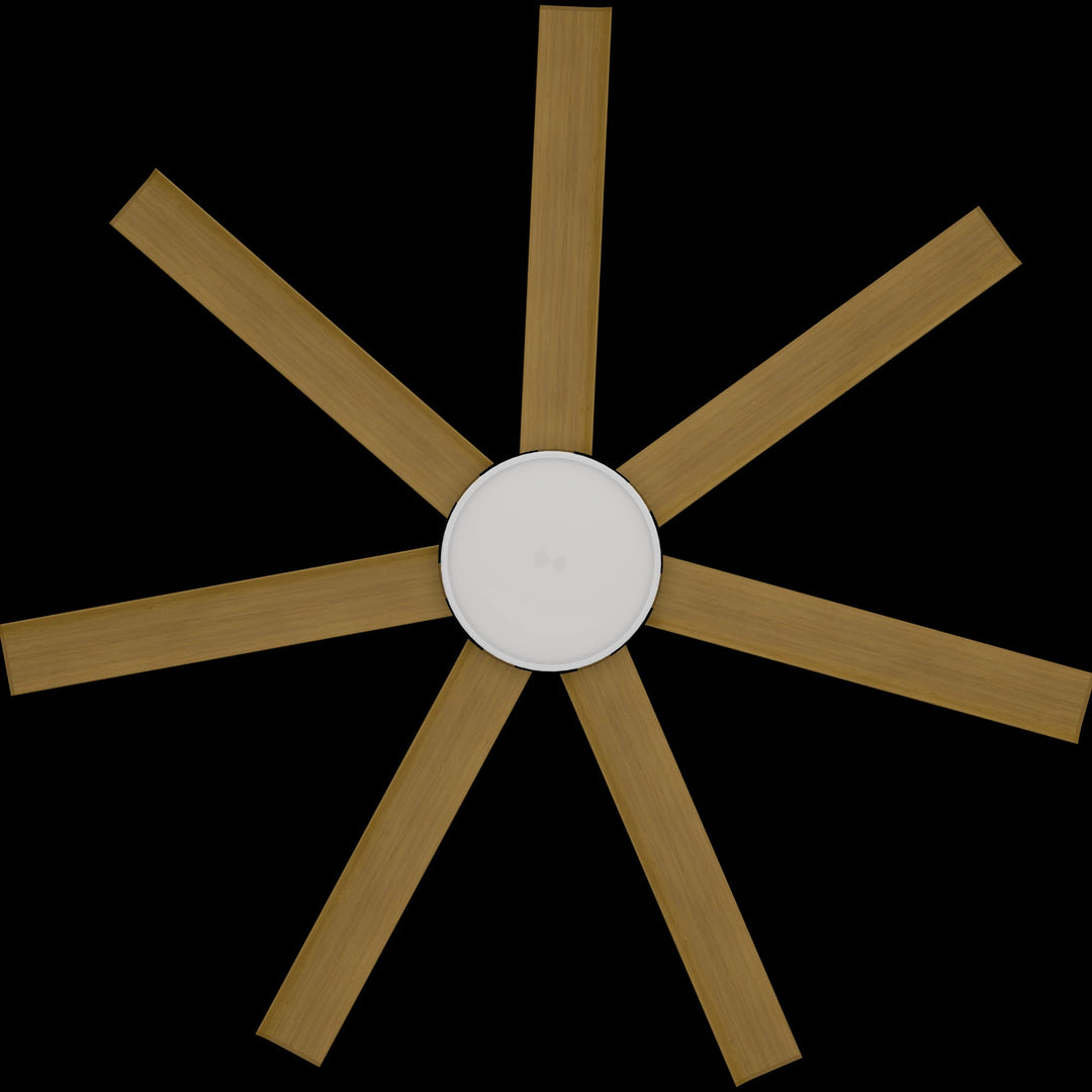 Calibo Alula 60" (1524mm) 7 Blade Indoor/Outdoor DC Ceiling Fan with 24W Light & Remote | White & Teak