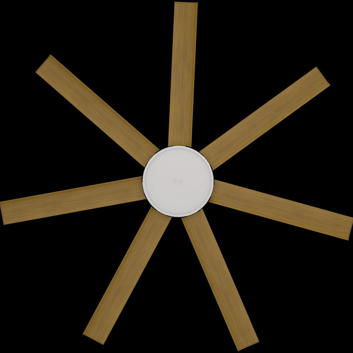 Calibo Alula 60" (1524mm) 7 Blade Indoor/Outdoor DC Ceiling Fan with 24W Light & Remote | White & Teak