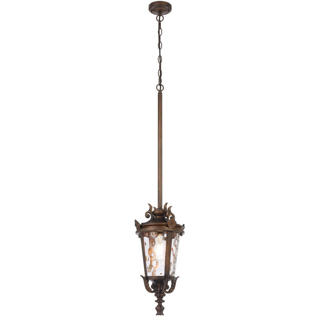 Telbix Pedral Large Outdoor Lantern Pendant with Textured Glass and Multiple Suspension | Bronze