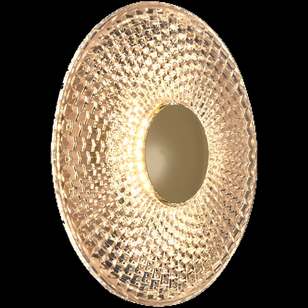 Calibo Bilby Crystalline 180mm Round LED Wall Light | Brass