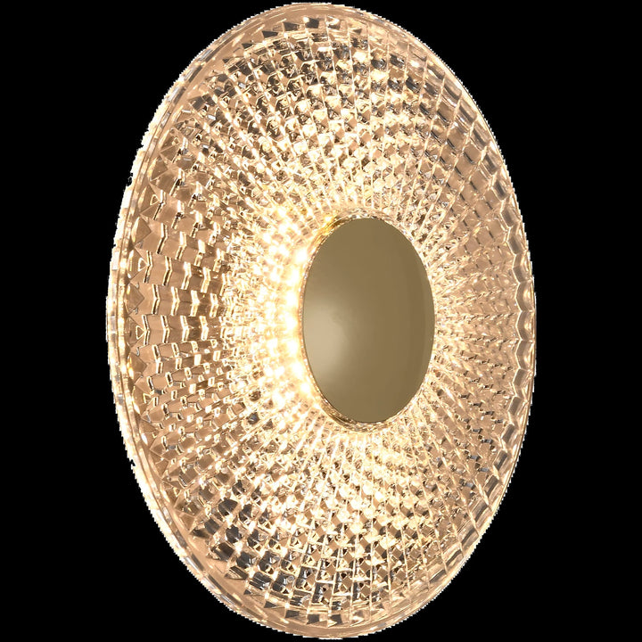 Calibo Bilby Crystalline 180mm Round LED Wall Light | Brass