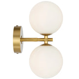 Telbix Antique Gold Felton 2 Light Wall Light | Opal Matt