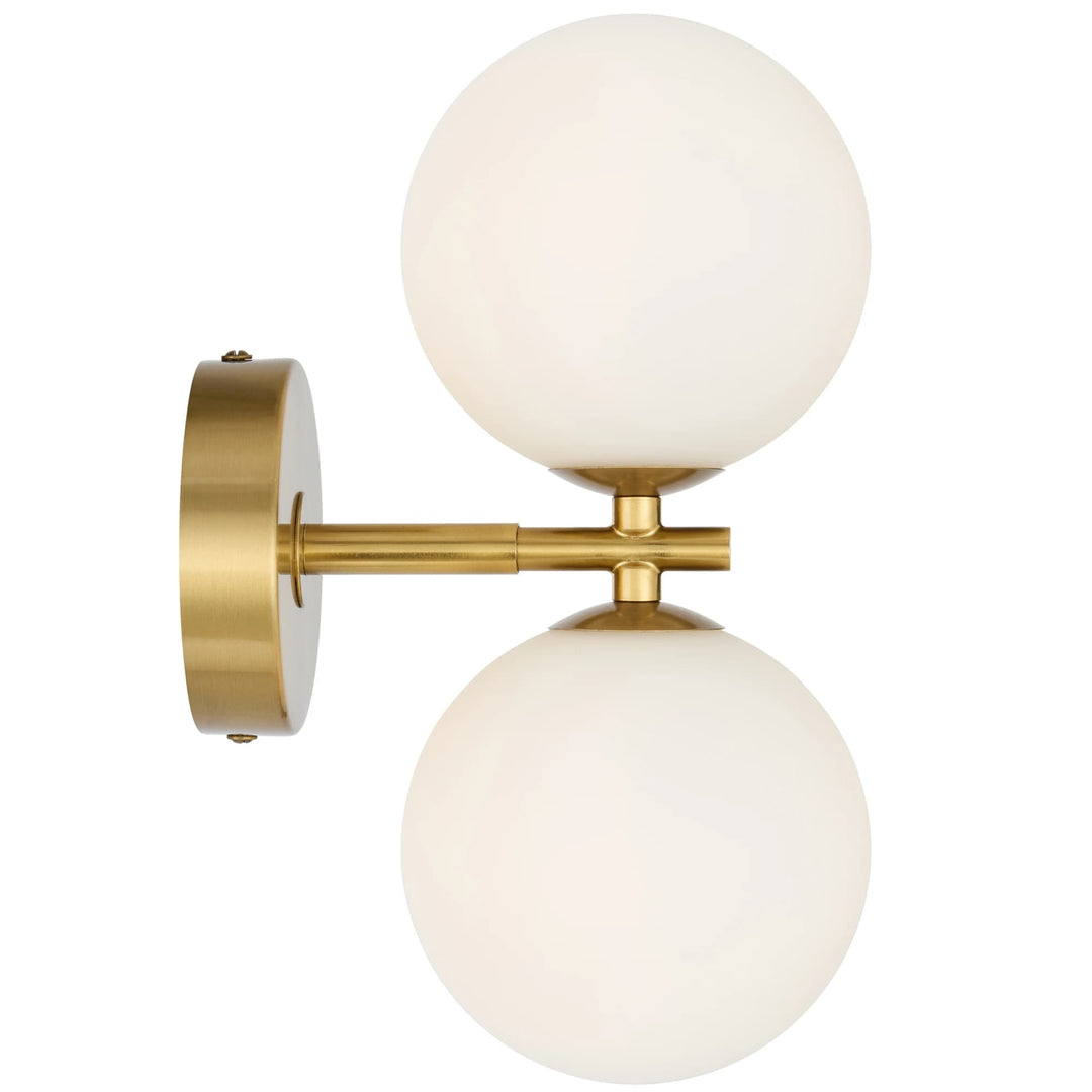 Telbix Antique Gold Felton 2 Light Wall Light | Opal Matt