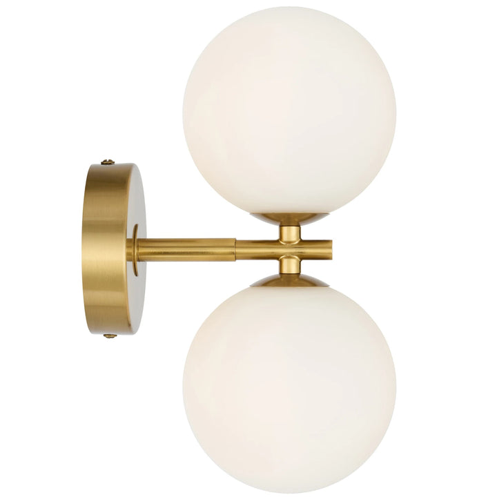 Telbix Antique Gold Felton 2 Light Wall Light | Opal Matt