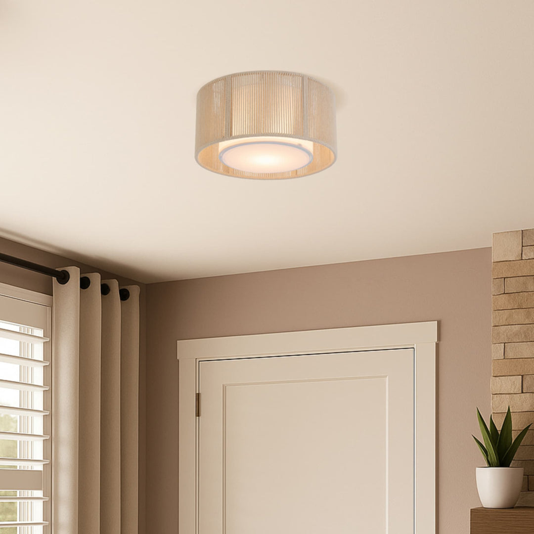 Telbix Cusco Scandinavian DIY Batten Fix Light with Soft Woven Fabric Shade | Small